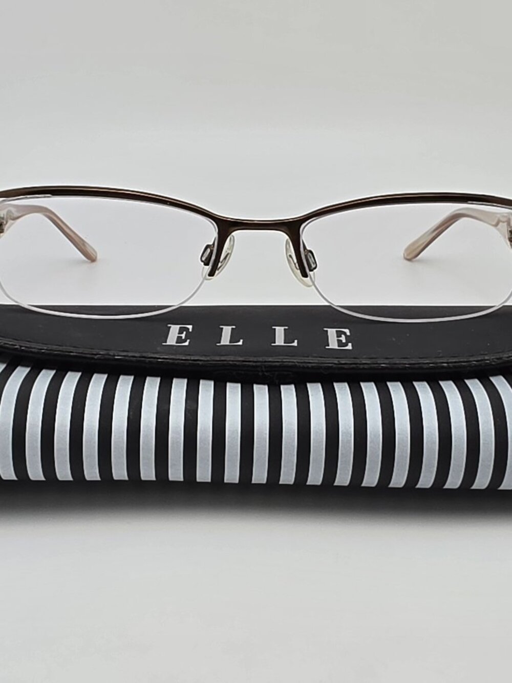 Elle EL13304 Brown Semi Rimless Eyeglasses Frame w/ Flexhinge and Case 50-18-135